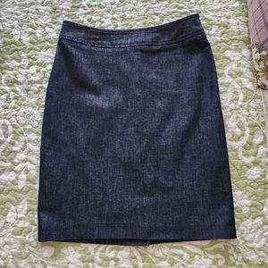 HALOGEN DARK BLUE DENIM PENCIL SKIRT w/ STRETCH